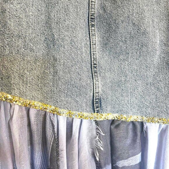 Designer Asymmetrical Skirt Denim & Viscose | Handmade - NWT - Picture 9 of 13
